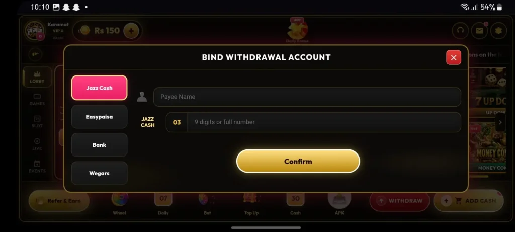 zee9 game withdrwal
